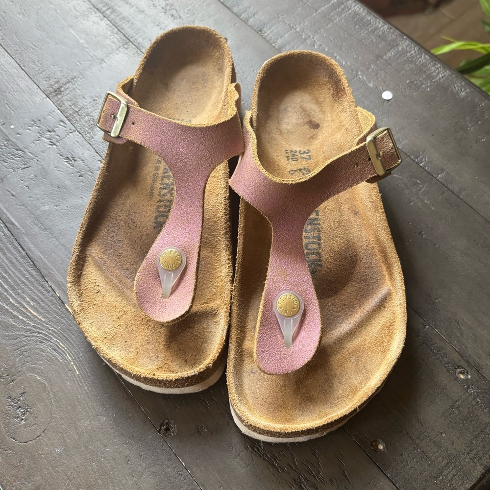 Birkenstock Pink and Tan Sandals
